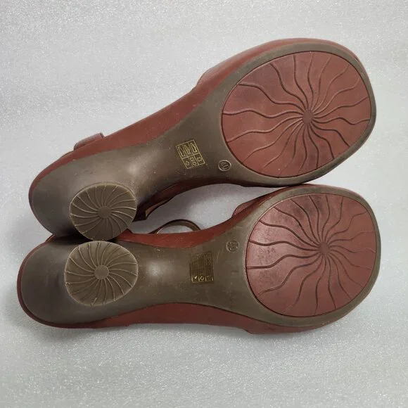 Miz Mooz Carter Leather Open Toe T-Strap Sandals Size 40 US 9 Brown - Picture 12 of 14